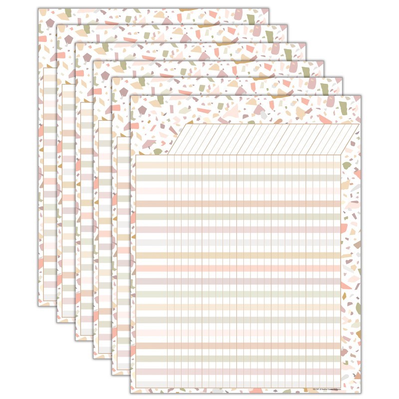 Teacher Created Resources® Terrazzo Tones Incentive Chart, 17" x 22", Pack of 6