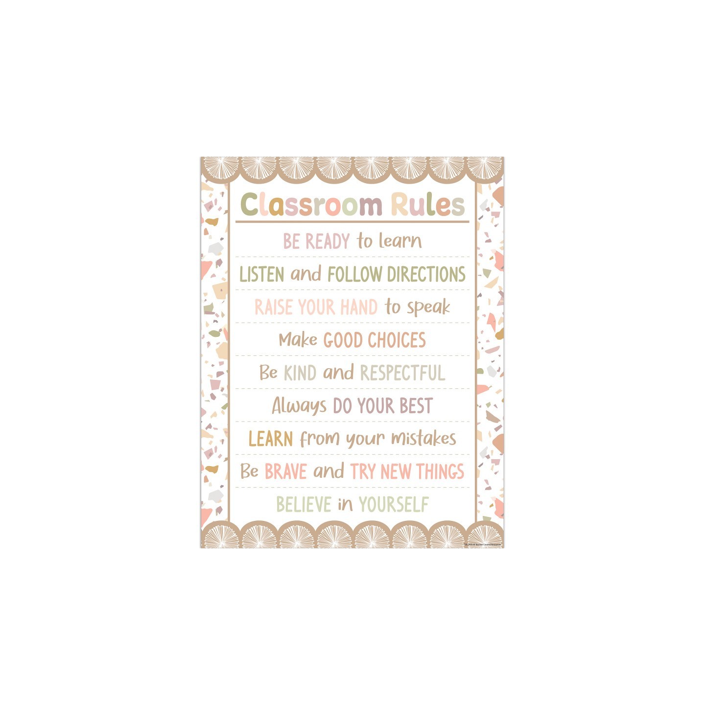 Teacher Created Resources® Terrazzo Tones Class Rules Chart, 17" x 22"