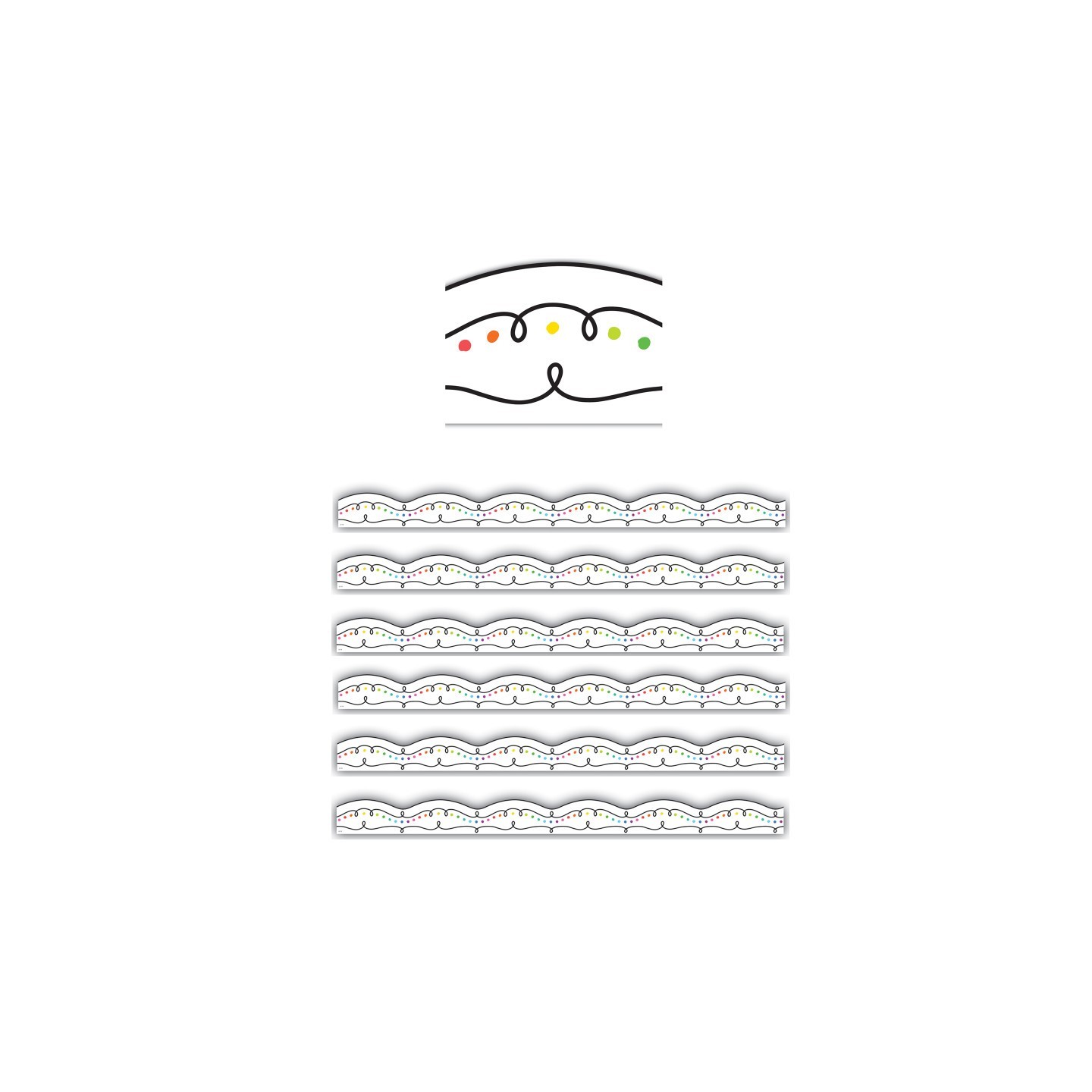 Teacher Created Resources® Squiggles and Colorful Dots Die-Cut Border Trim, 35 Feet Per Pack, 6 Packs