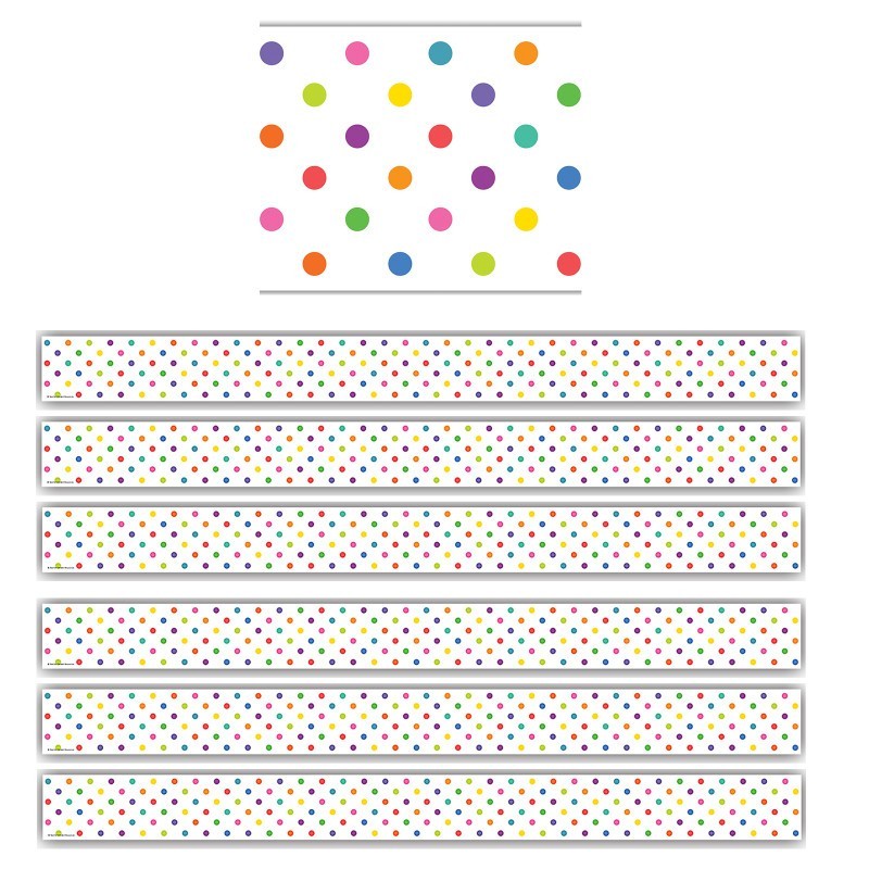Teacher Created Resources® Colorful Dots Straight Border Trim, 35 Feet Per Pack, 6 Packs