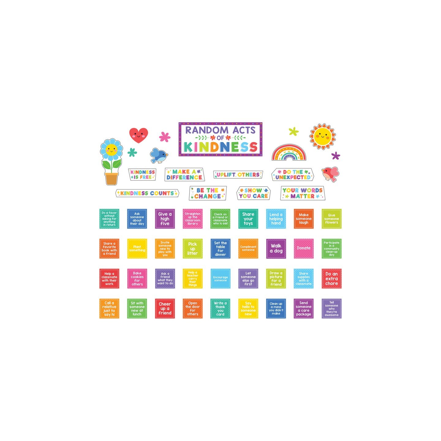 Teacher Created Resources® Colorful Random Acts of Kindness Bulletin Board Set, 55 Pieces