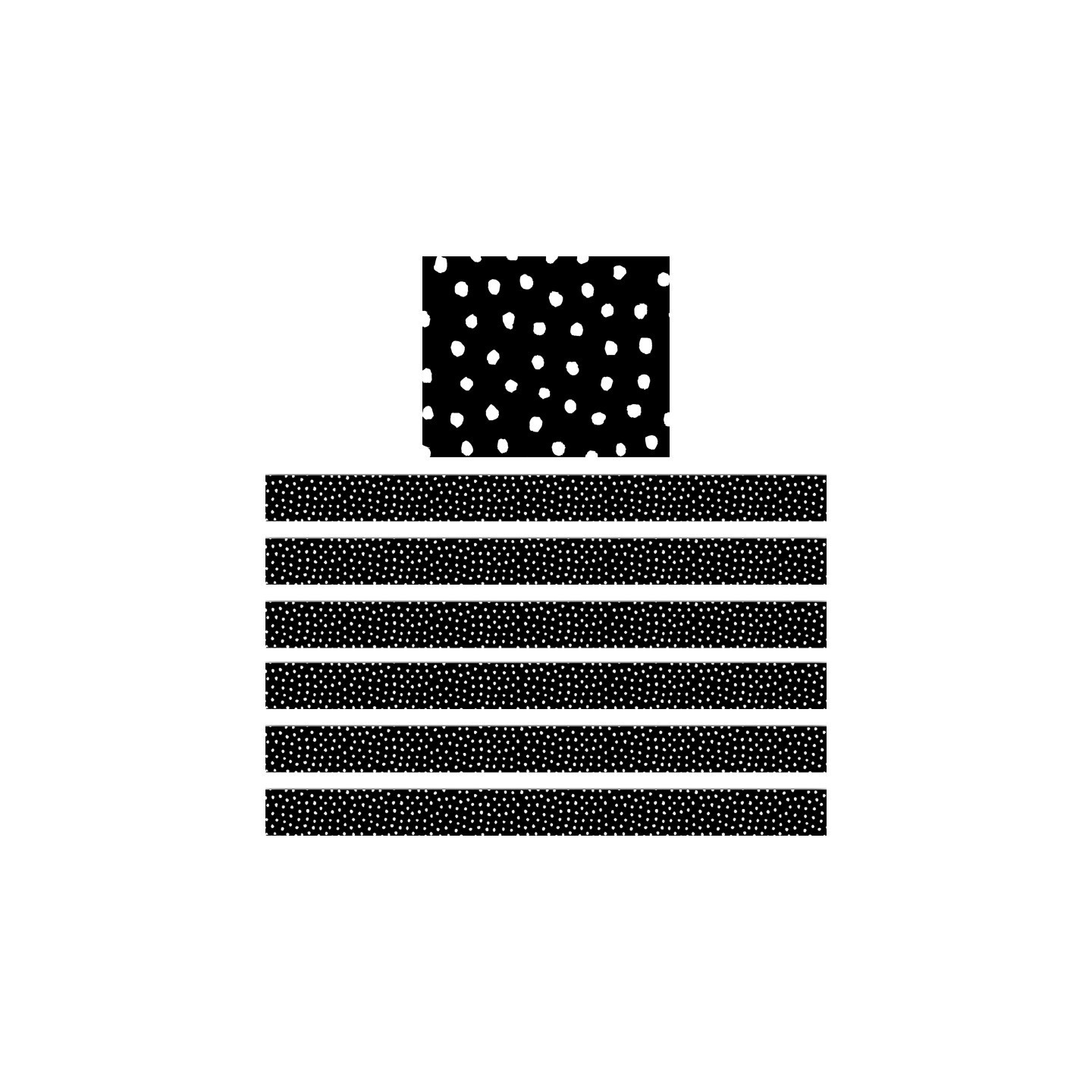 Teacher Created Resources® White Painted Dots on Black Straight Border Trim, 35 Feet Per Pack, 6 Packs