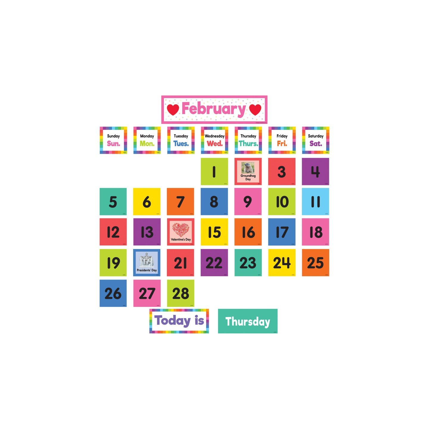 Teacher Created Resources® Colorful Calendar Pocket Chart Cards, Pack of 104