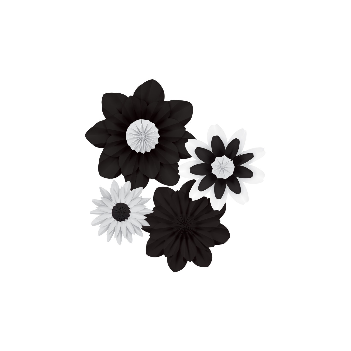 Teacher Created Resources® Black and White Paper Flowers, Pack of 4