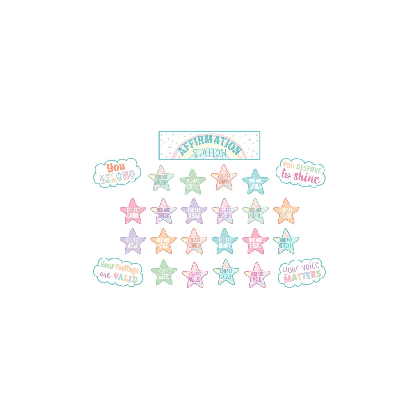 Teacher Created Resources® Pastel Pop Positive Affirmations Mini Bulletin Board Set
