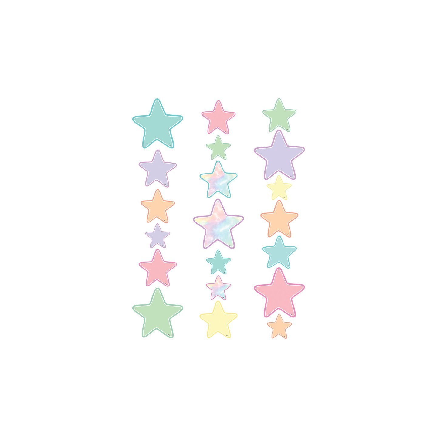 Teacher Created Resources® Pastel Pop Star Accents - Assorted Sizes, 60 Per Pack, 3 Packs