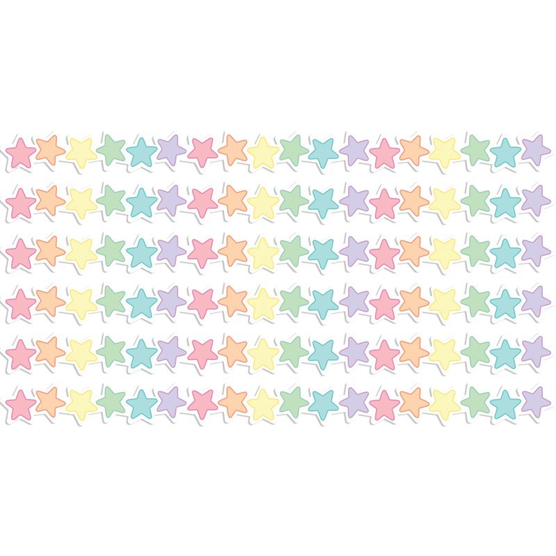 Teacher Created Resources® Pastel Pop Stars Die-Cut Border Trim, 35 Feet Per Pack, 6 Packs