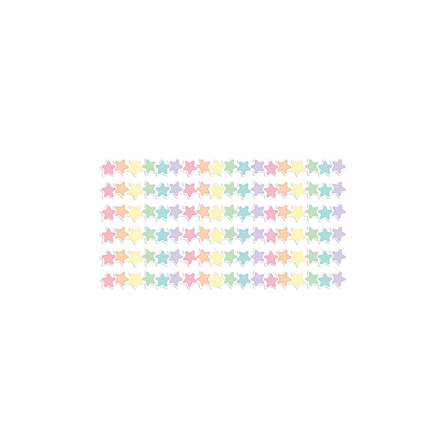 Teacher Created Resources® Pastel Pop Stars Die-Cut Border Trim, 35 Feet Per Pack, 6 Packs