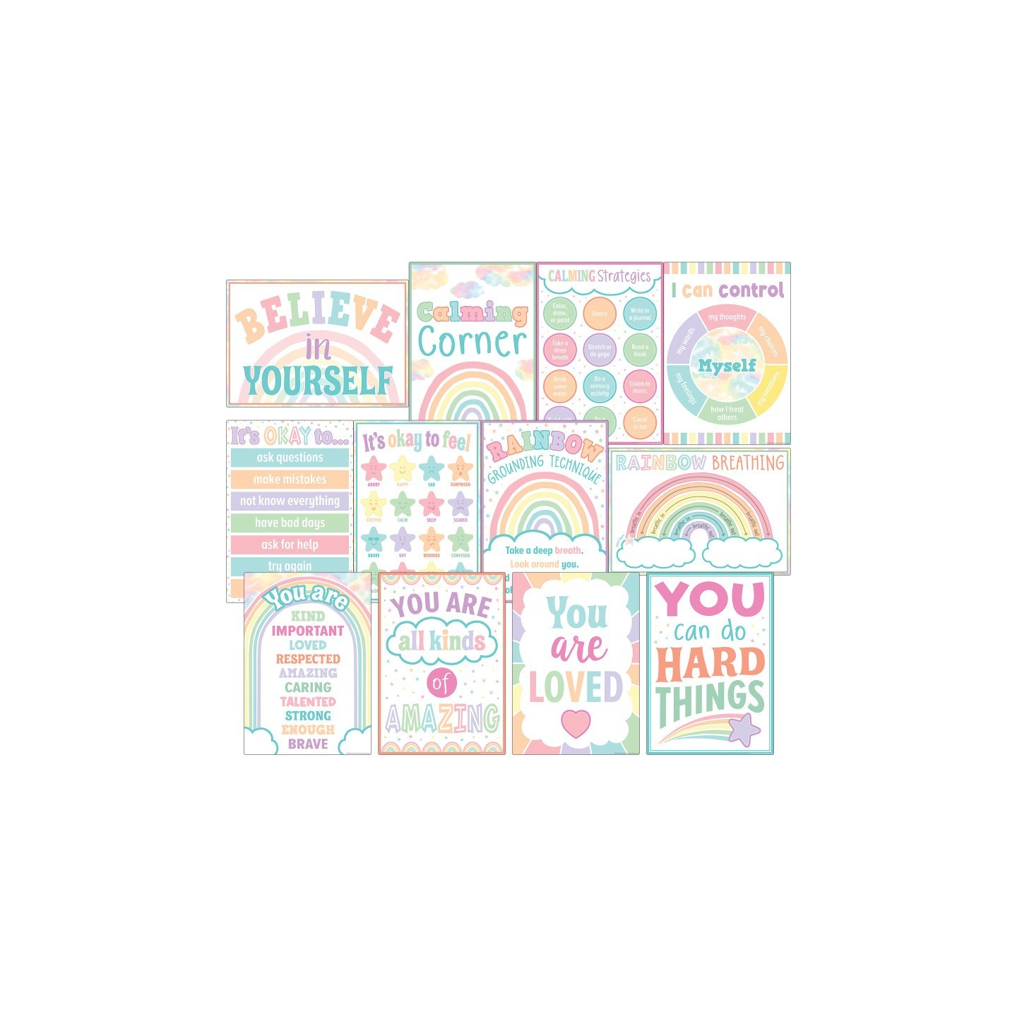 Teacher Created Resources® Pastel Pop Calming Strategies Small Poster 12-Pack