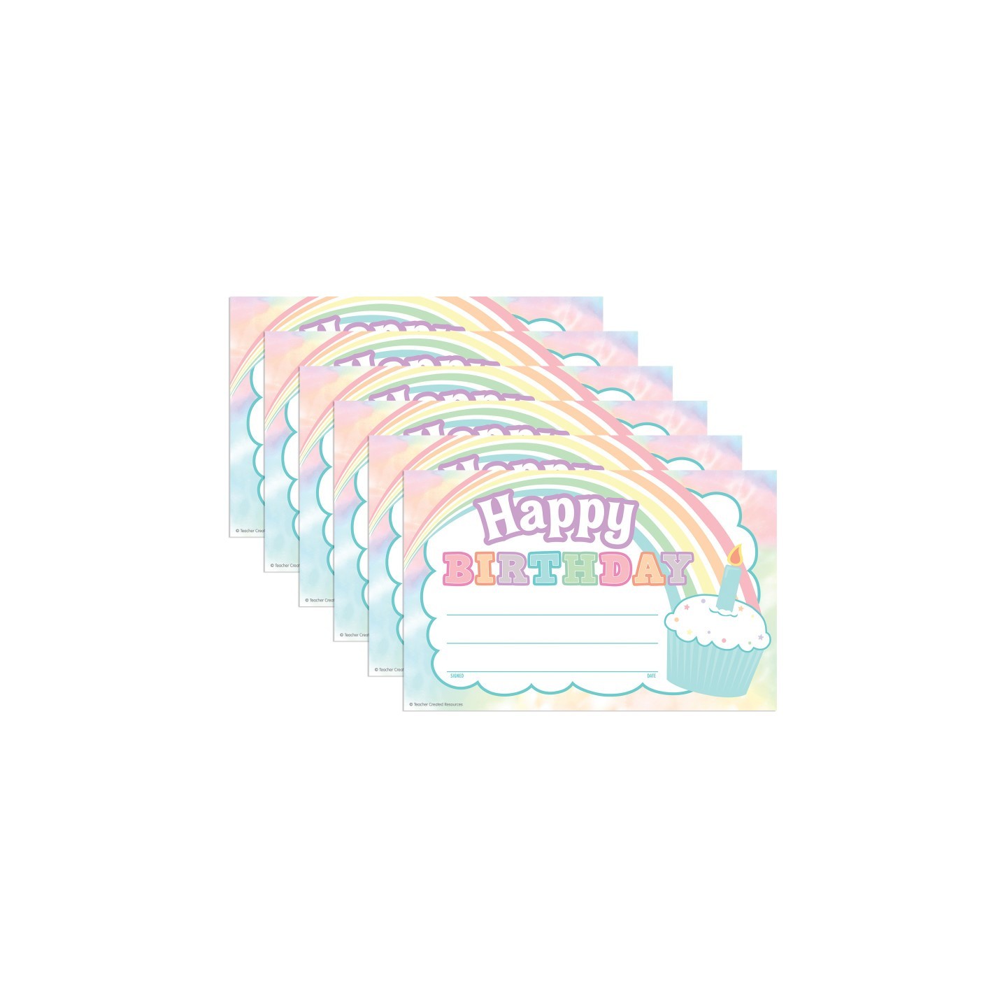 Teacher Created Resources® Pastel Pop Happy Birthday Awards, 25 Per Pack, 6 Packs