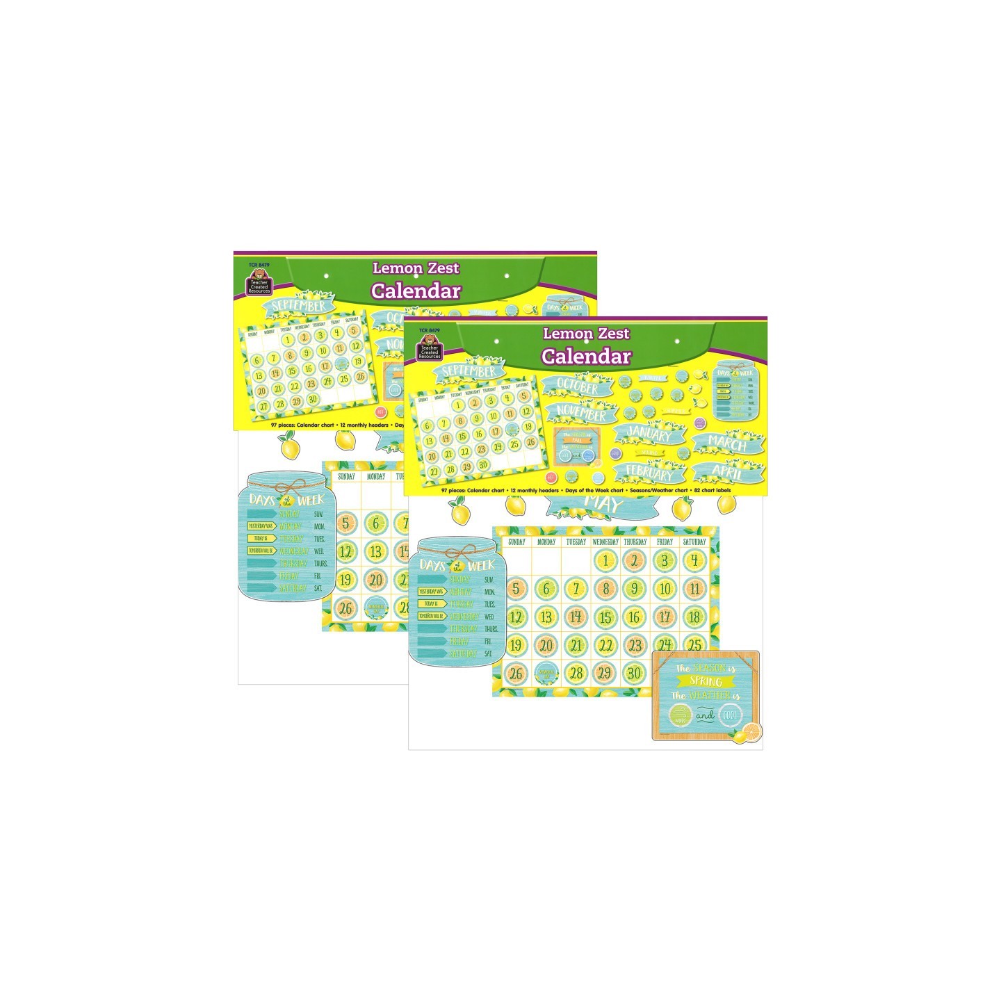 Teacher Created Resources® Lemon Zest Calendar Bulletin Board Set, 2 Sets