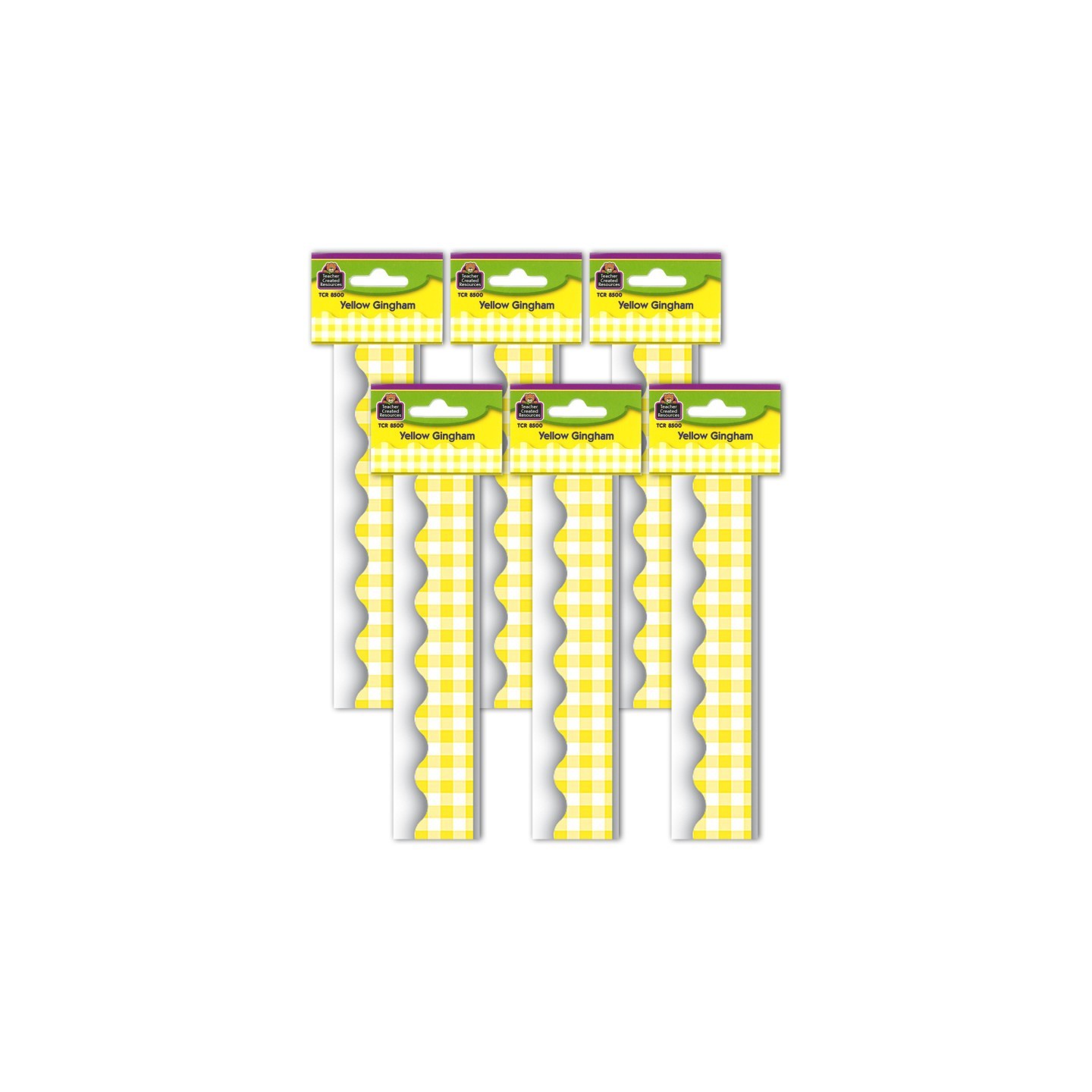 Teacher Created Resources® Yellow Gingham Scalloped Border Trim, 35 Feet Per Pack, 6 Packs