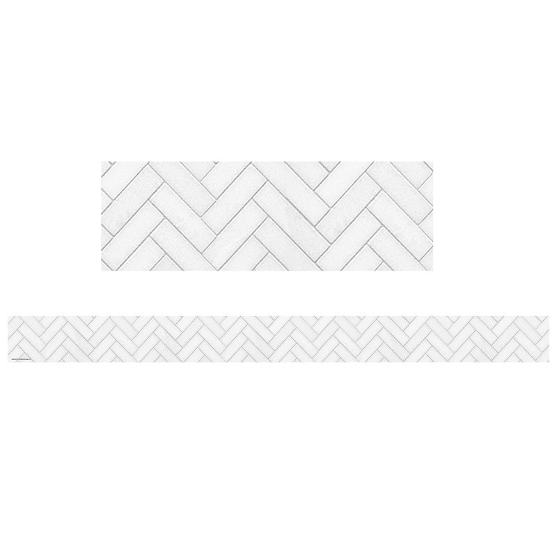 Teacher Created Resources® Modern Farmhouse White Herringbone Straight Border Trim, 35 Feet
