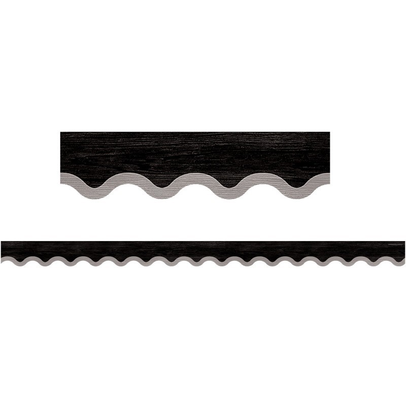 Teacher Created Resources® Modern Farmhouse Black with Gray Scalloped Border Trim, 35 Feet