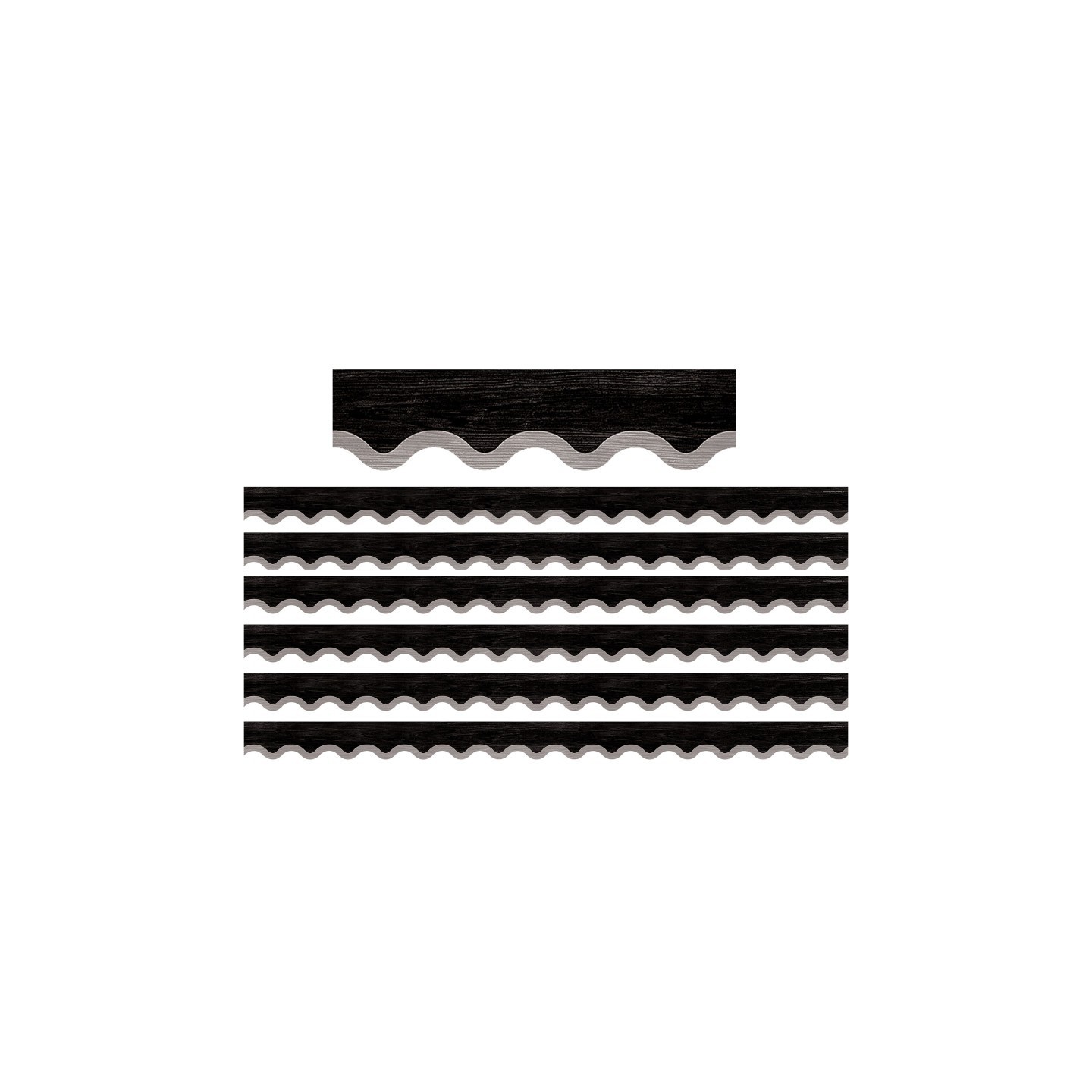 Teacher Created Resources® Modern Farmhouse Black with Gray Scalloped Border Trim, 35 Feet, 6 Packs
