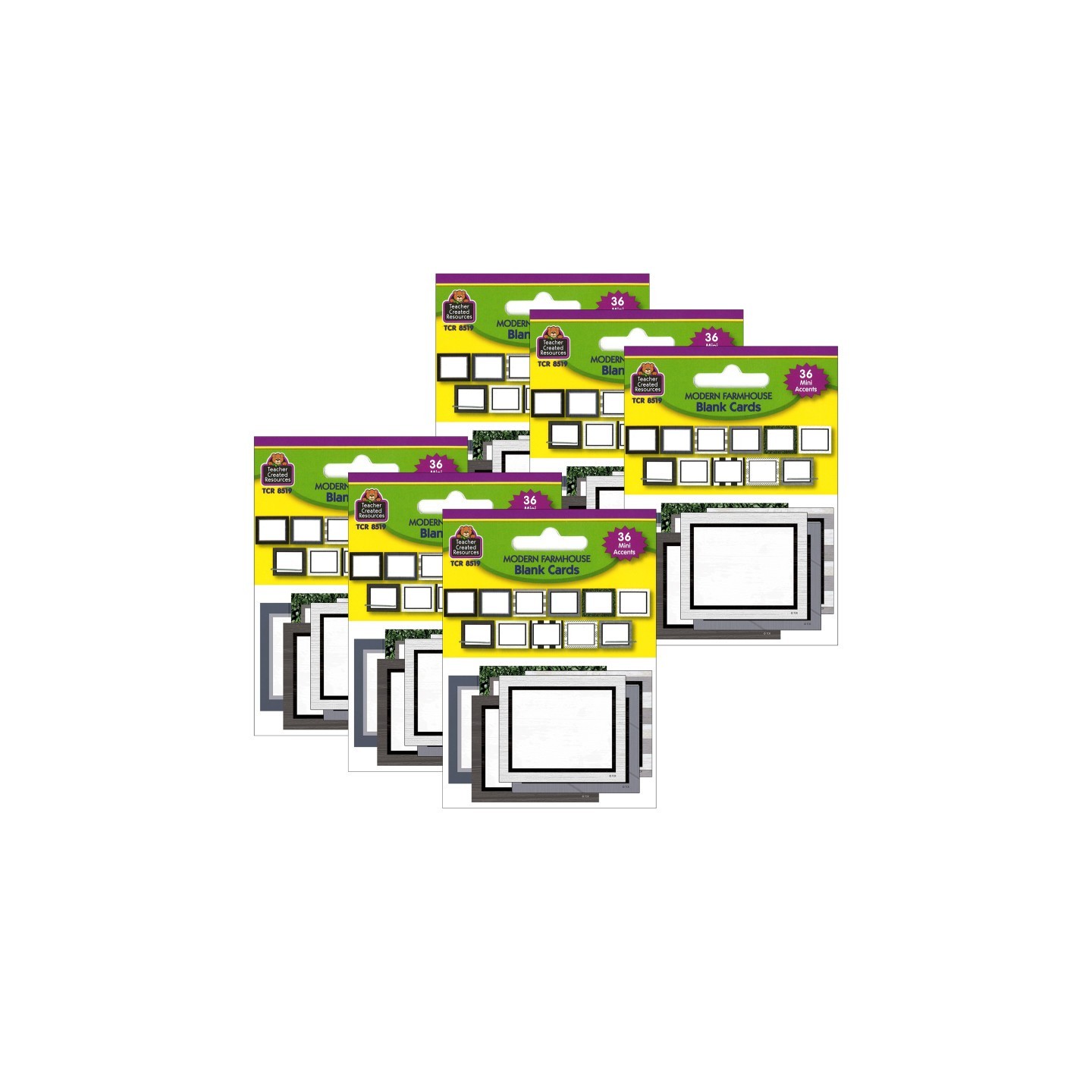 Teacher Created Resources® Modern Farmhouse Blank Cards Mini Accents, 36 Per Pack, 6 Packs