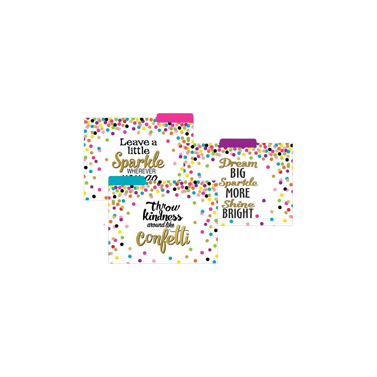 Teacher Created Resources® Confetti File Folders, Letter Size, Pack of 12
