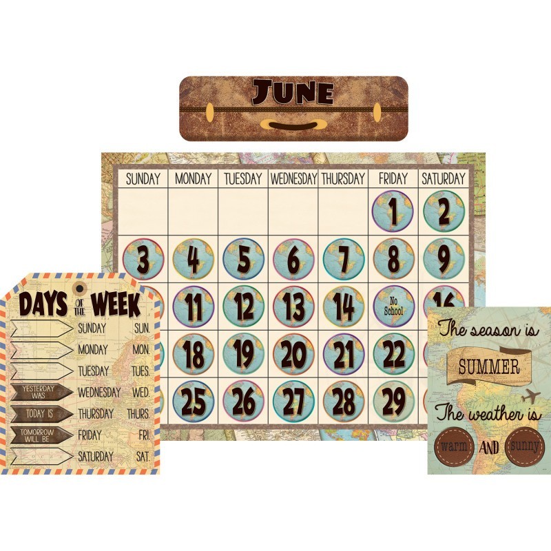 Teacher Created Resources® Travel the Map Calendar Bulletin Board Set