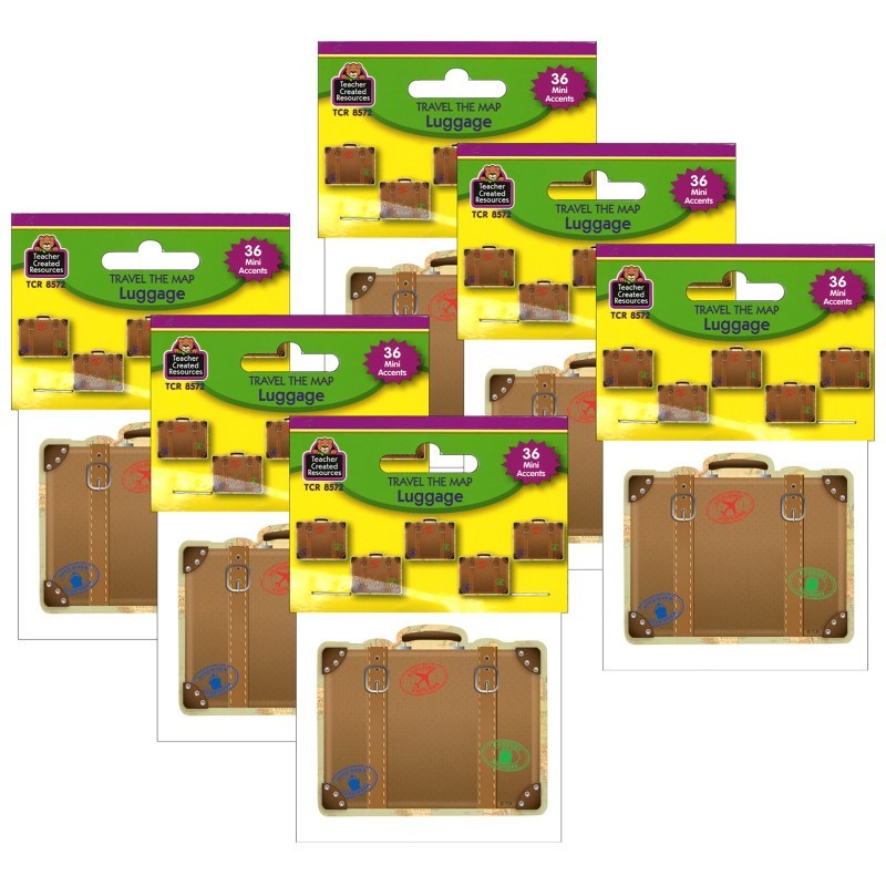 Teacher Created Resources® Travel the Map Luggage Mini Accents, 36 Per Pack, 6 Packs