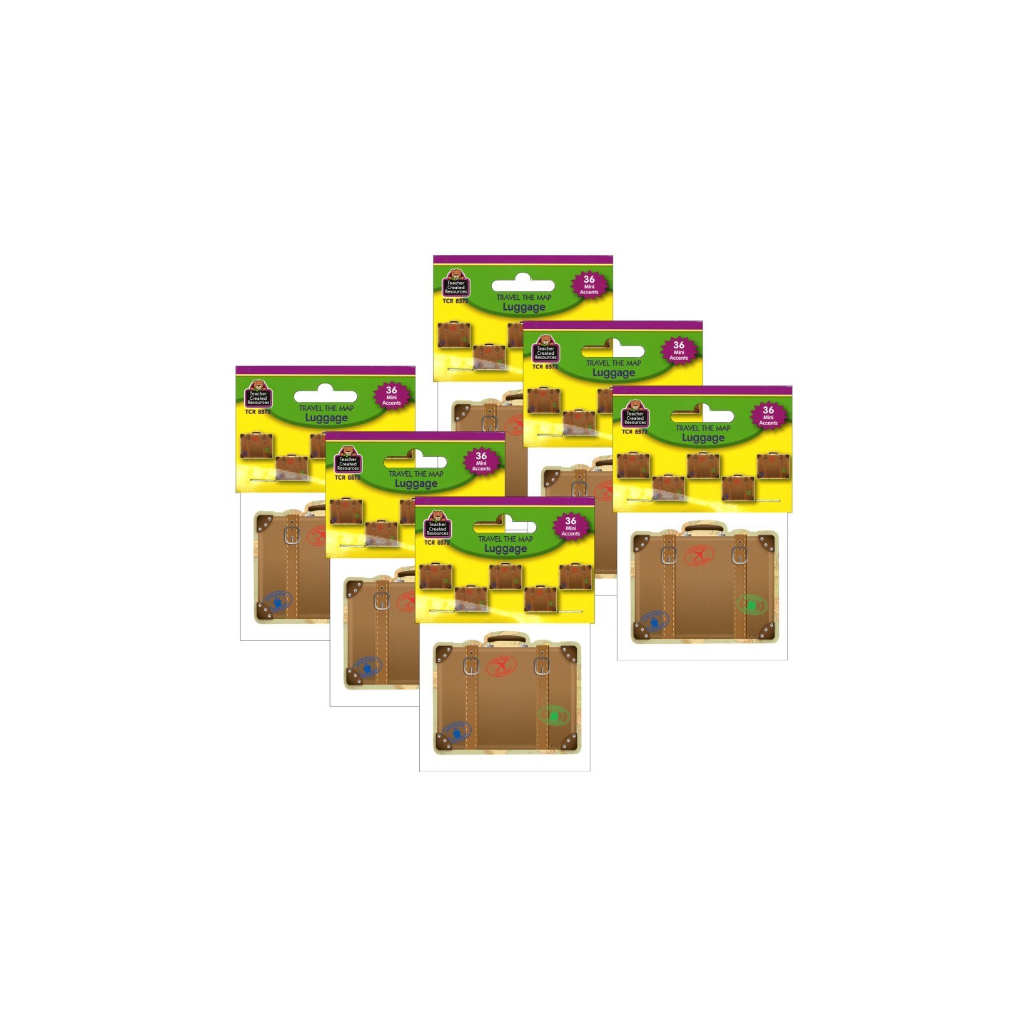 Teacher Created Resources® Travel the Map Luggage Mini Accents, 36 Per Pack, 6 Packs