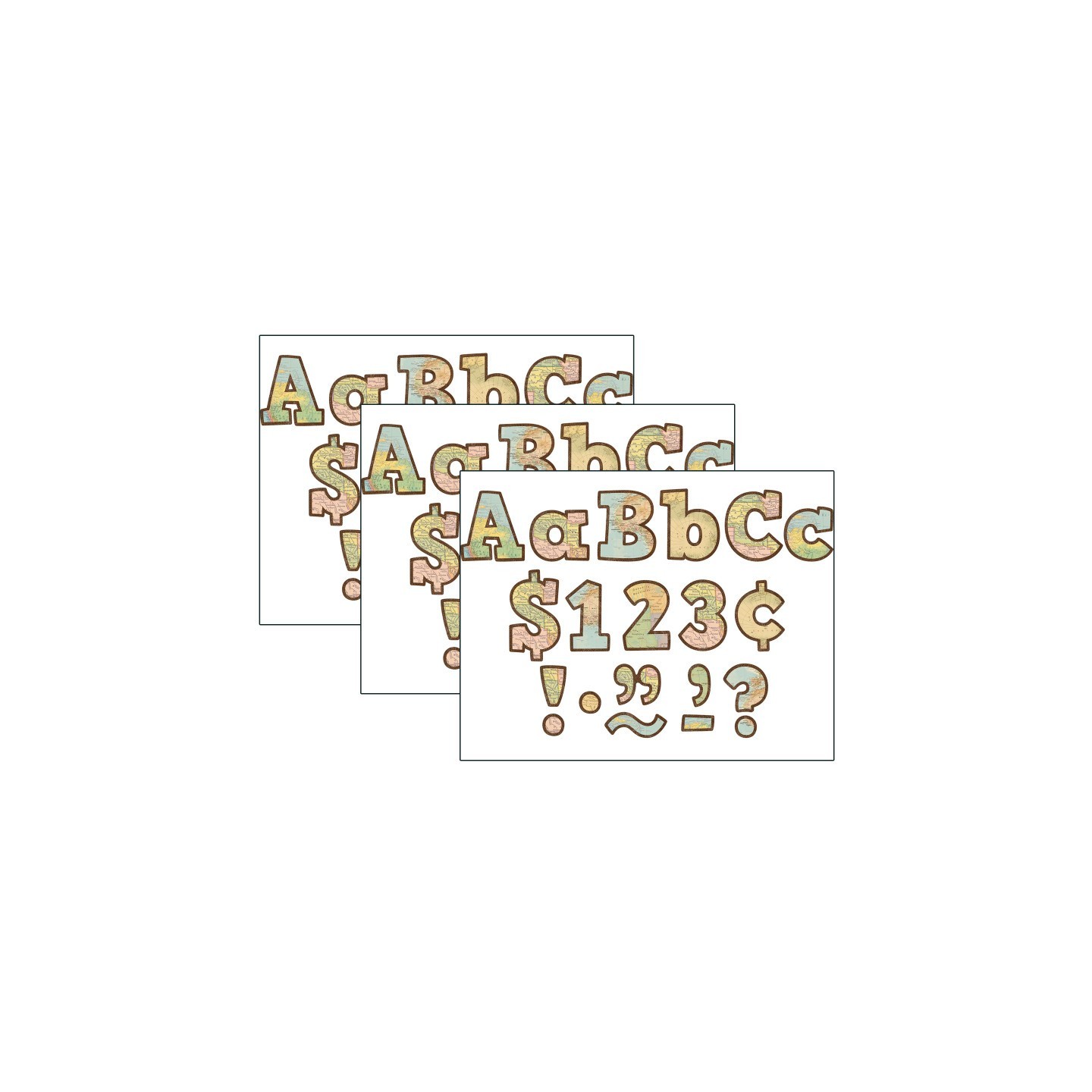 Teacher Created Resources® Travel the Map Bold Block 4" Letters Combo Pack, 230 Per Pack, 3 Packs