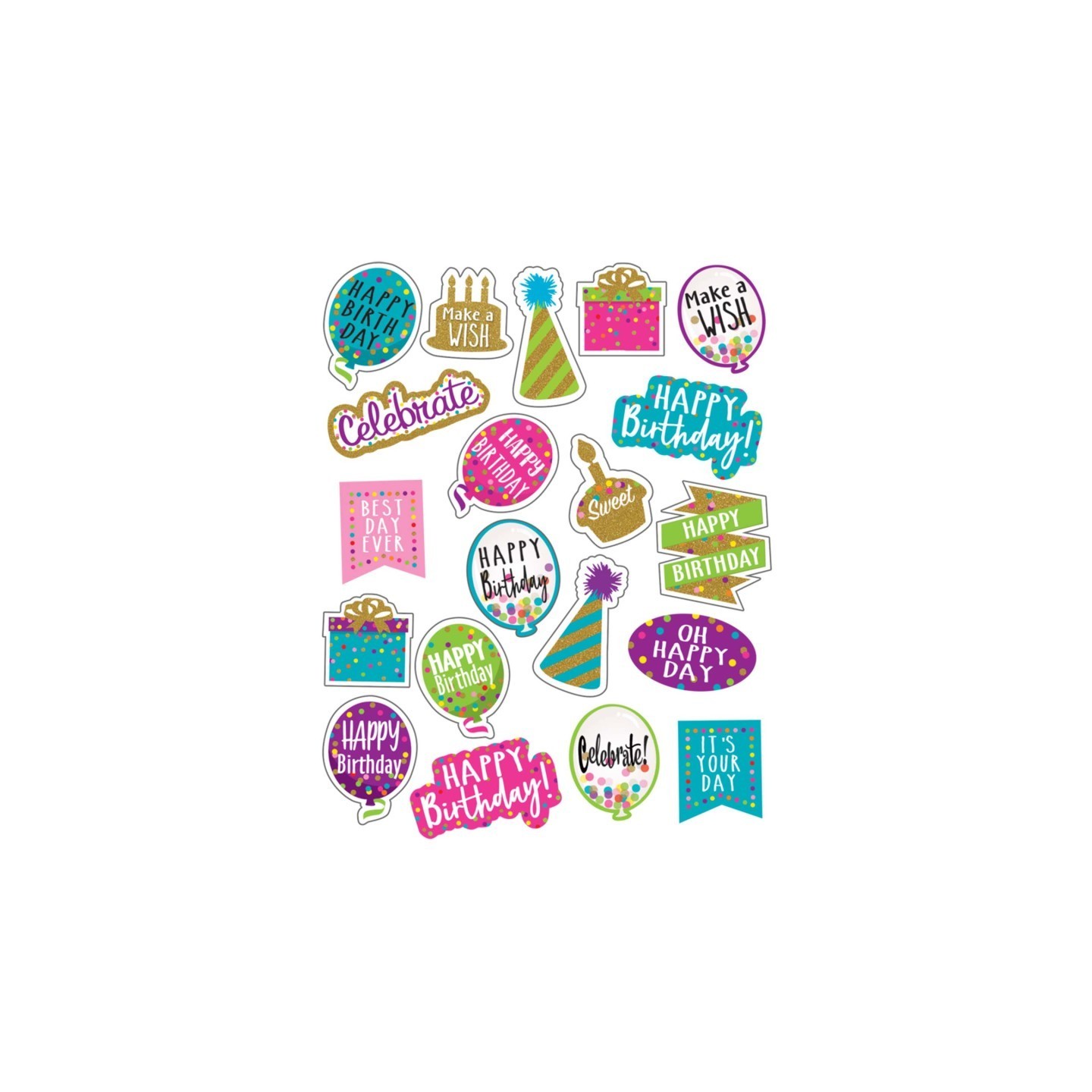 Teacher Created Resources® Confetti Happy Birthday Stickers, Pack of 120