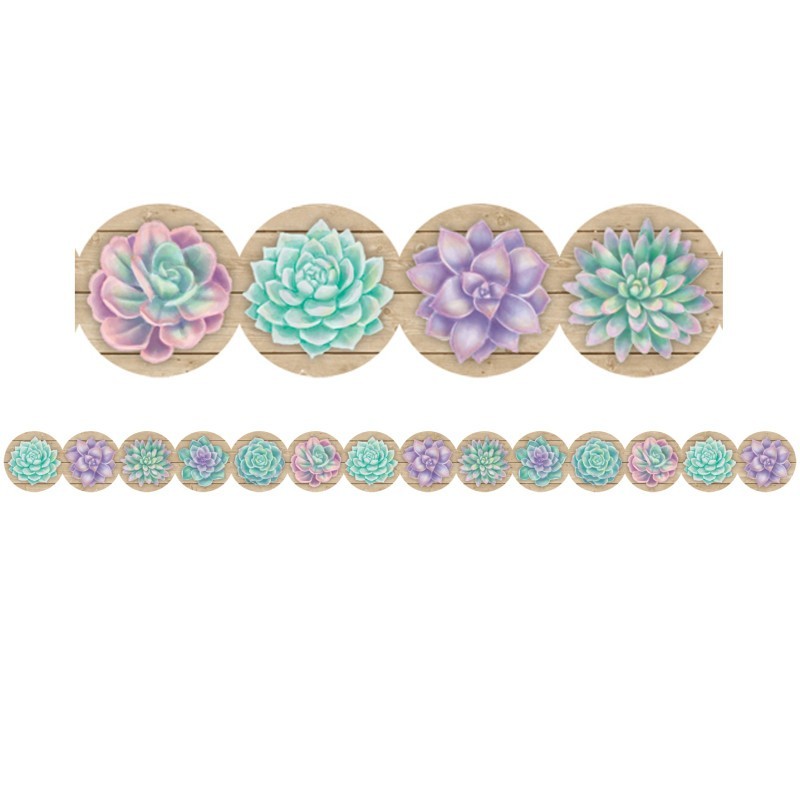 Teacher Created Resources® Rustic Bloom Succulents Die-Cut Border Trim, 35 Feet