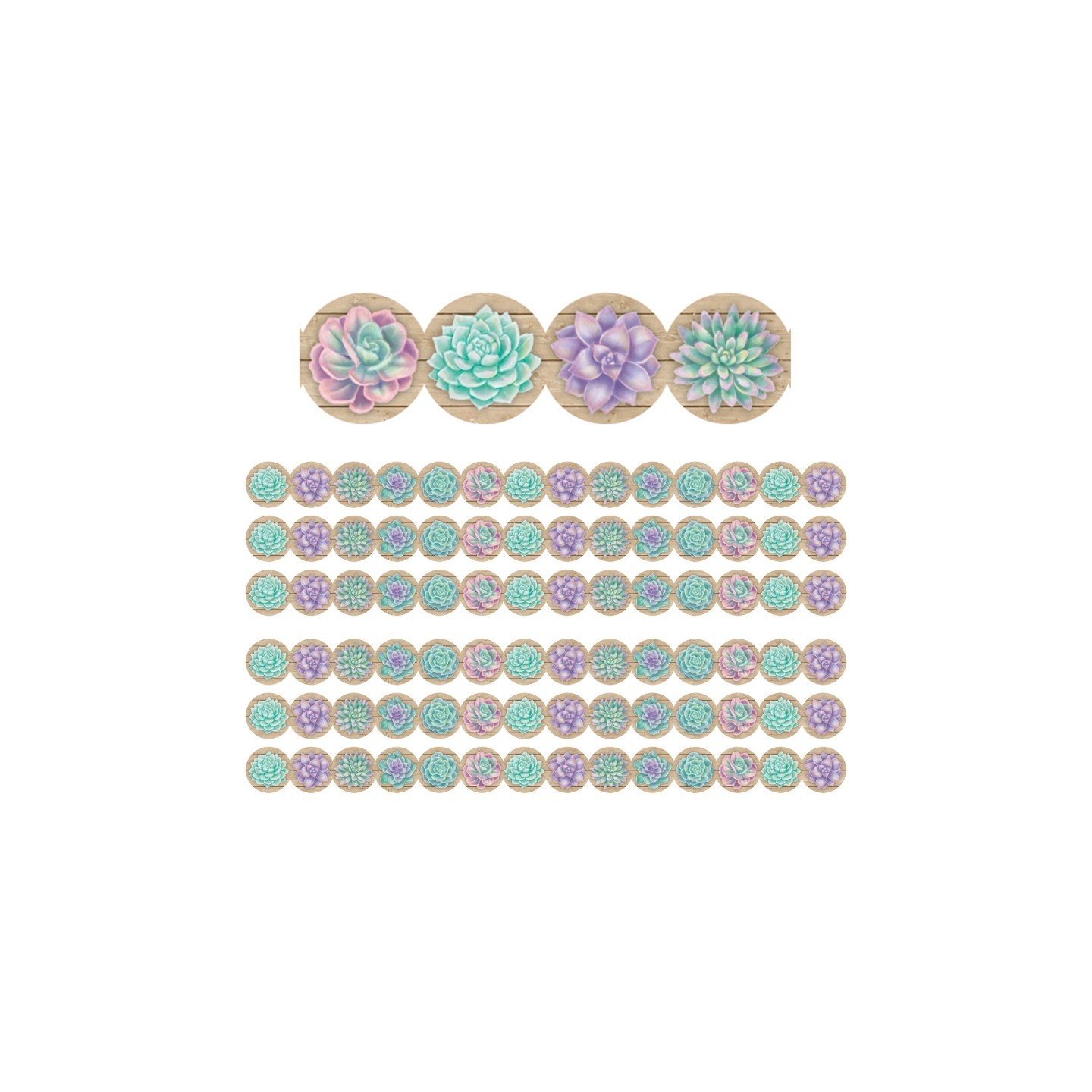 Teacher Created Resources® Rustic Bloom Succulents Die-Cut Border Trim, 35 Feet Per Pack, 6 Packs