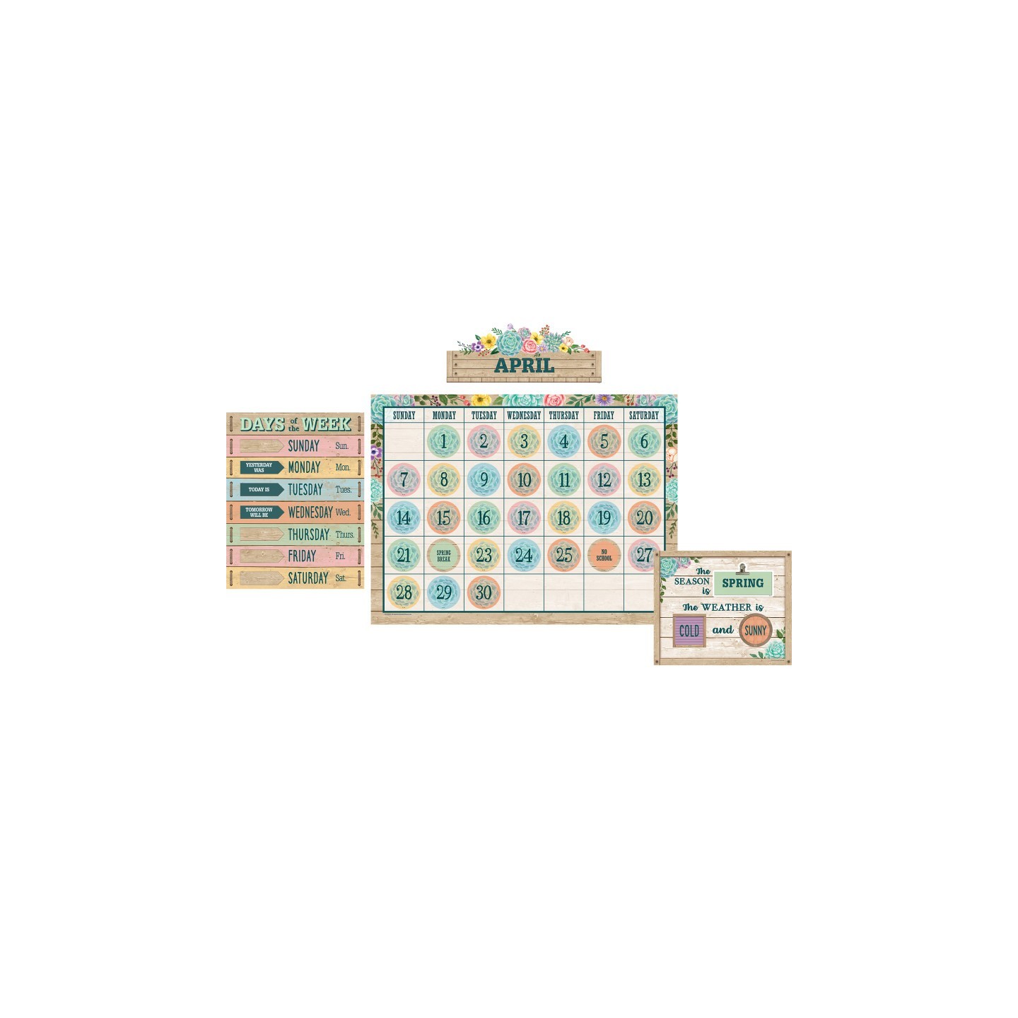 Teacher Created Resources® Rustic Bloom Calendar Bulletin Board Set
