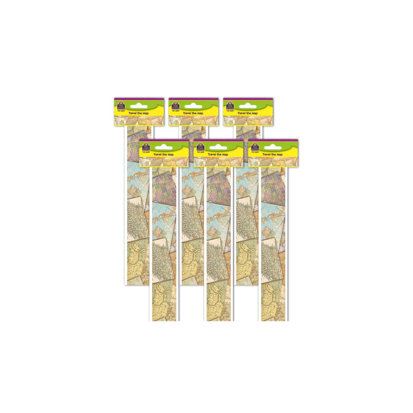 Teacher Created Resources® Travel the Map Straight Border Trim, 35 Feet Per Pack, 6 Packs
