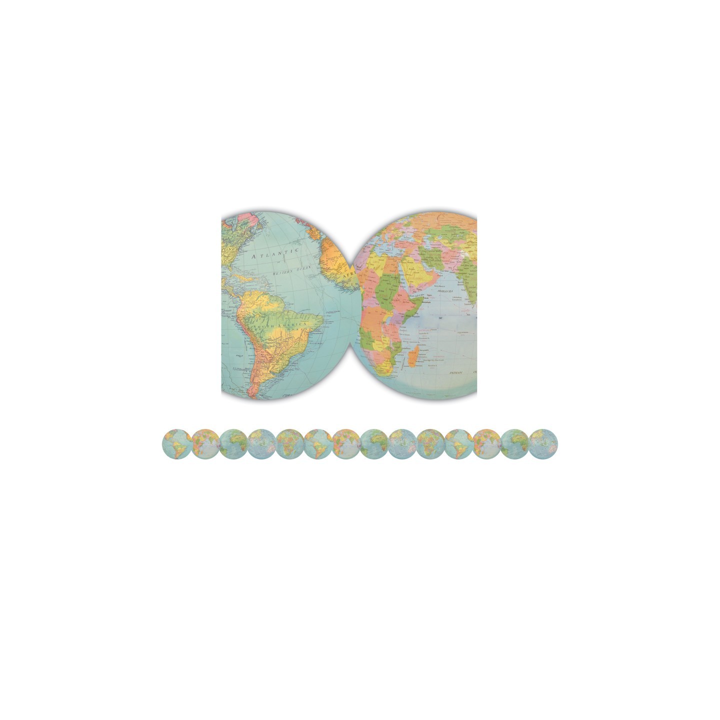 Teacher Created Resources® Travel the Map Globes Die-Cut Border Trim, 35 Feet