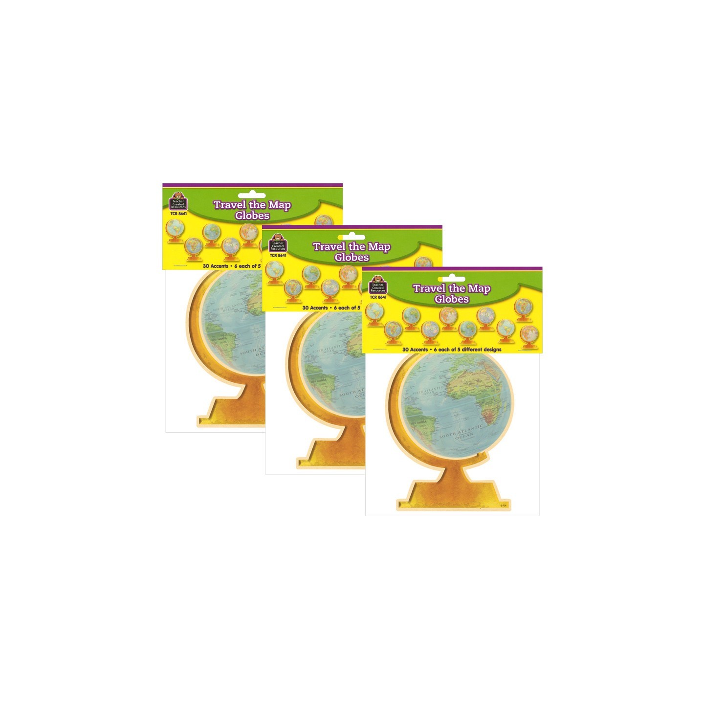 Teacher Created Resources® Travel The Map Globes Accents, 30 Per Pack, 3 Packs