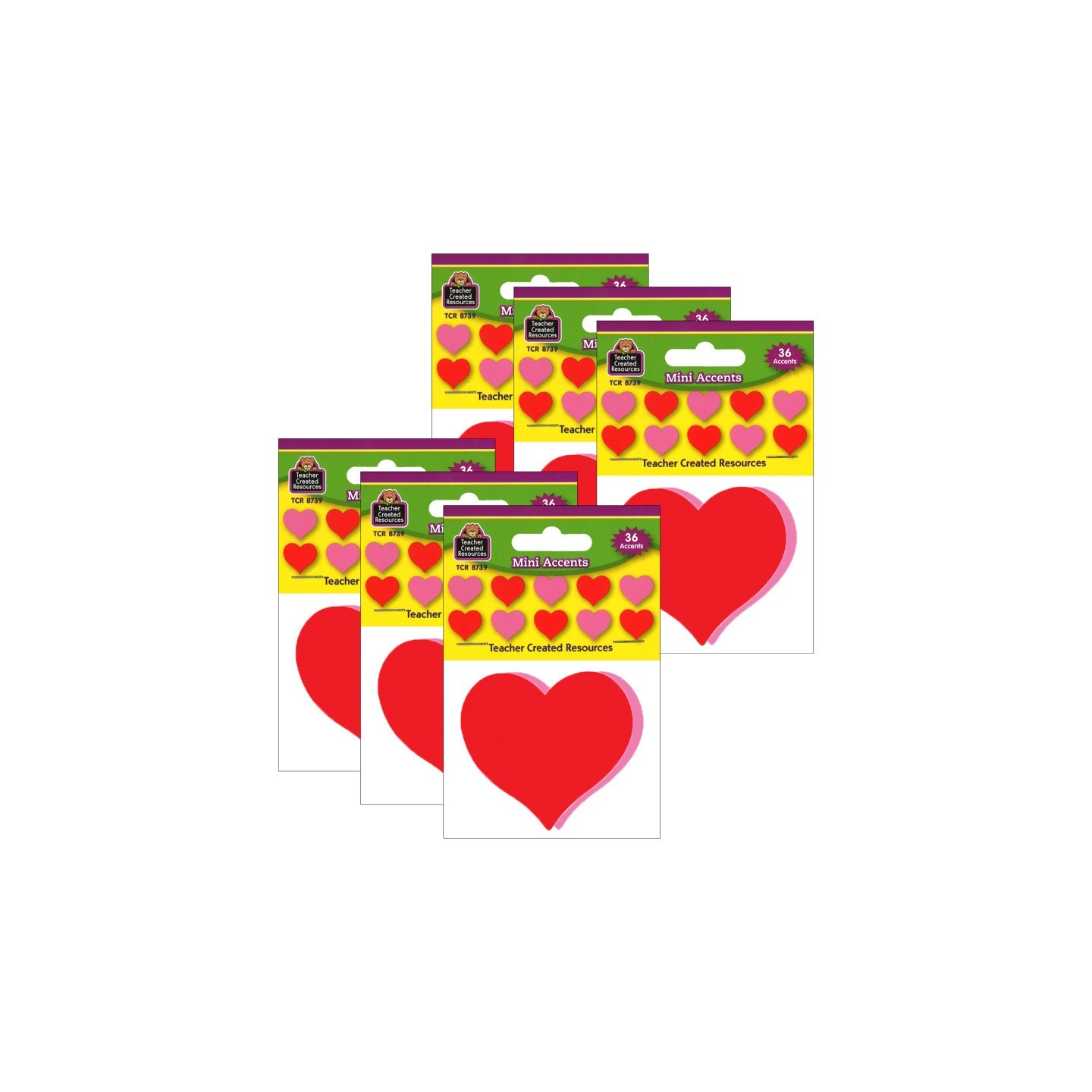 Teacher Created Resources® Hearts Mini Accents, 36 Per Pack, 6 Packs