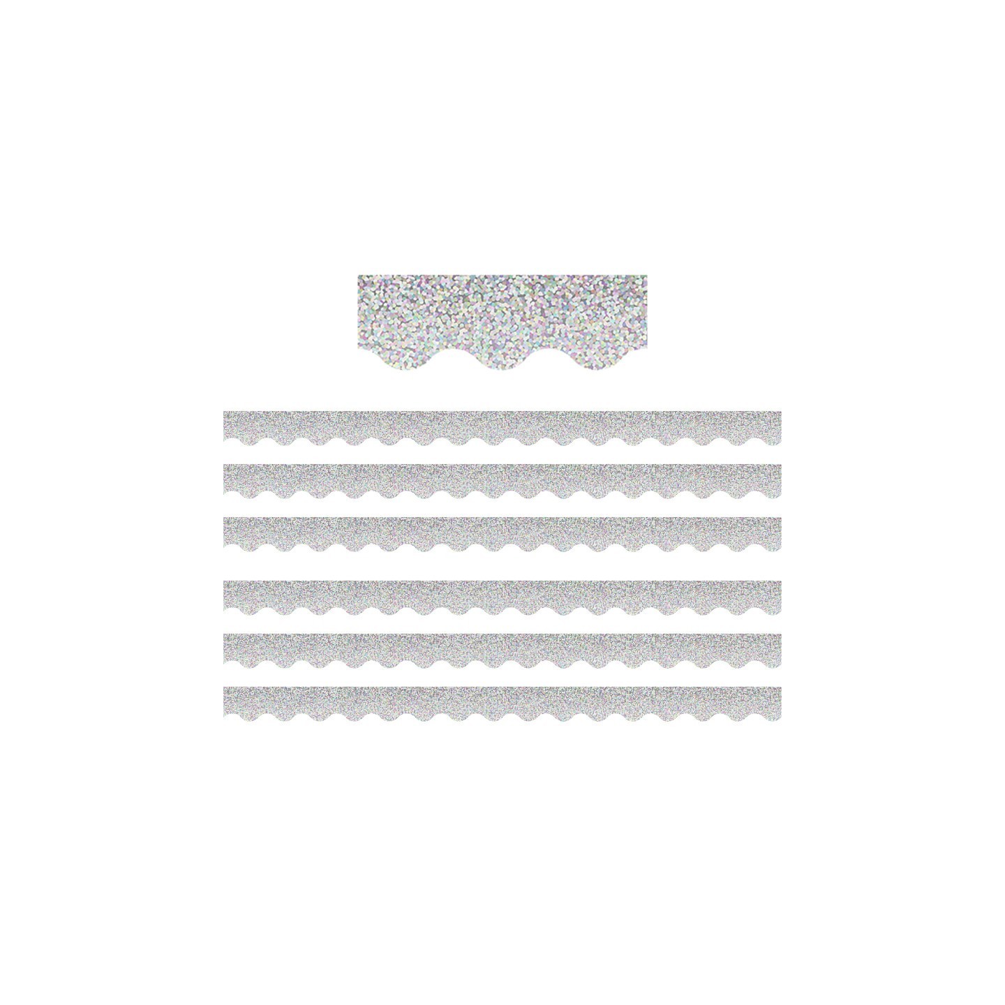 Teacher Created Resources® Silver Sparkle Scalloped Border Trim, 35 Feet Per Pack, 6 Packs