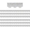 Teacher Created Resources® Silver Sparkle Scalloped Border Trim, 35 Feet Per Pack, 6 Packs
