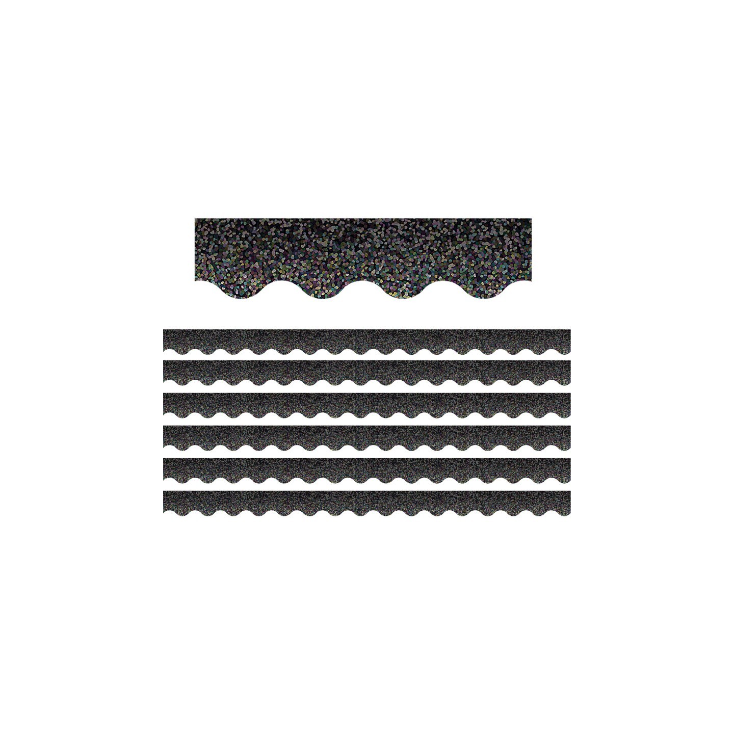 Teacher Created Resources® Black Sparkle Scalloped Border Trim, 35 Feet Per Pack, 6 Packs