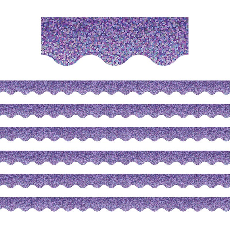 Teacher Created Resources® Purple Sparkle Scalloped Border Trim, 35 Feet Per Pack, 6 Packs