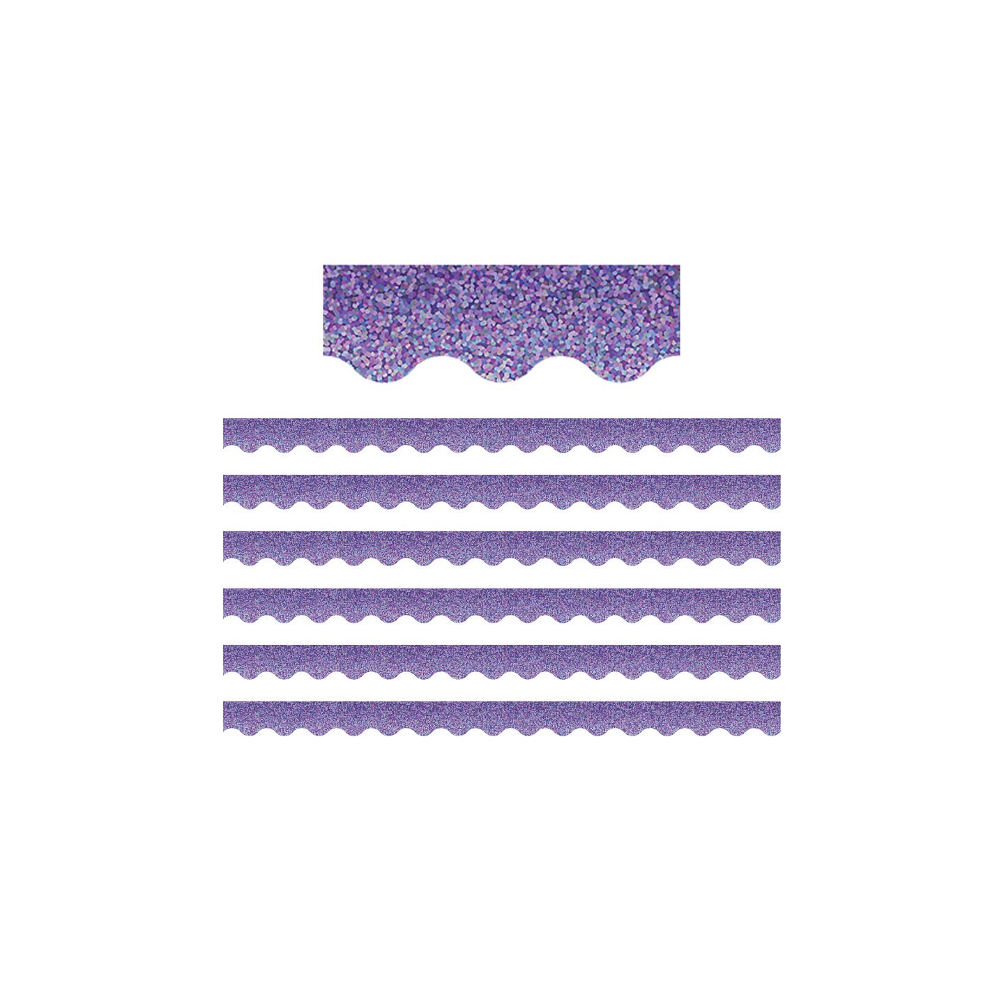 Teacher Created Resources® Purple Sparkle Scalloped Border Trim, 35 Feet Per Pack, 6 Packs