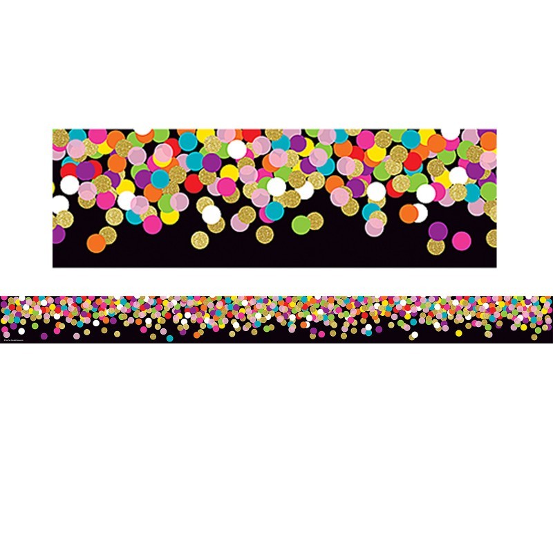 Teacher Created Resources® Colorful Confetti on Black Straight Border Trim, 35 Feet