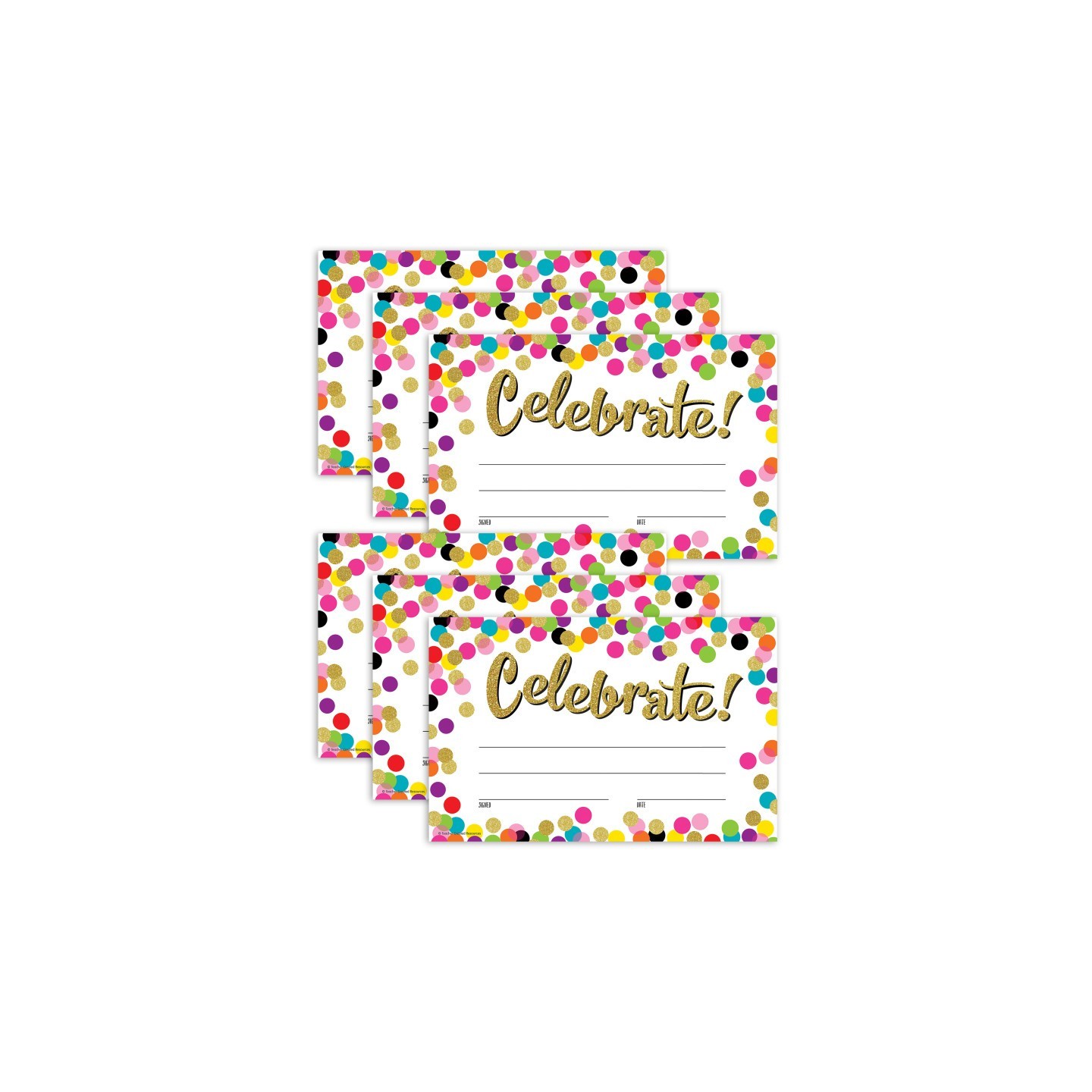 Teacher Created Resources® Confetti Celebrate! Awards, 25 Per Pack, 6 Packs