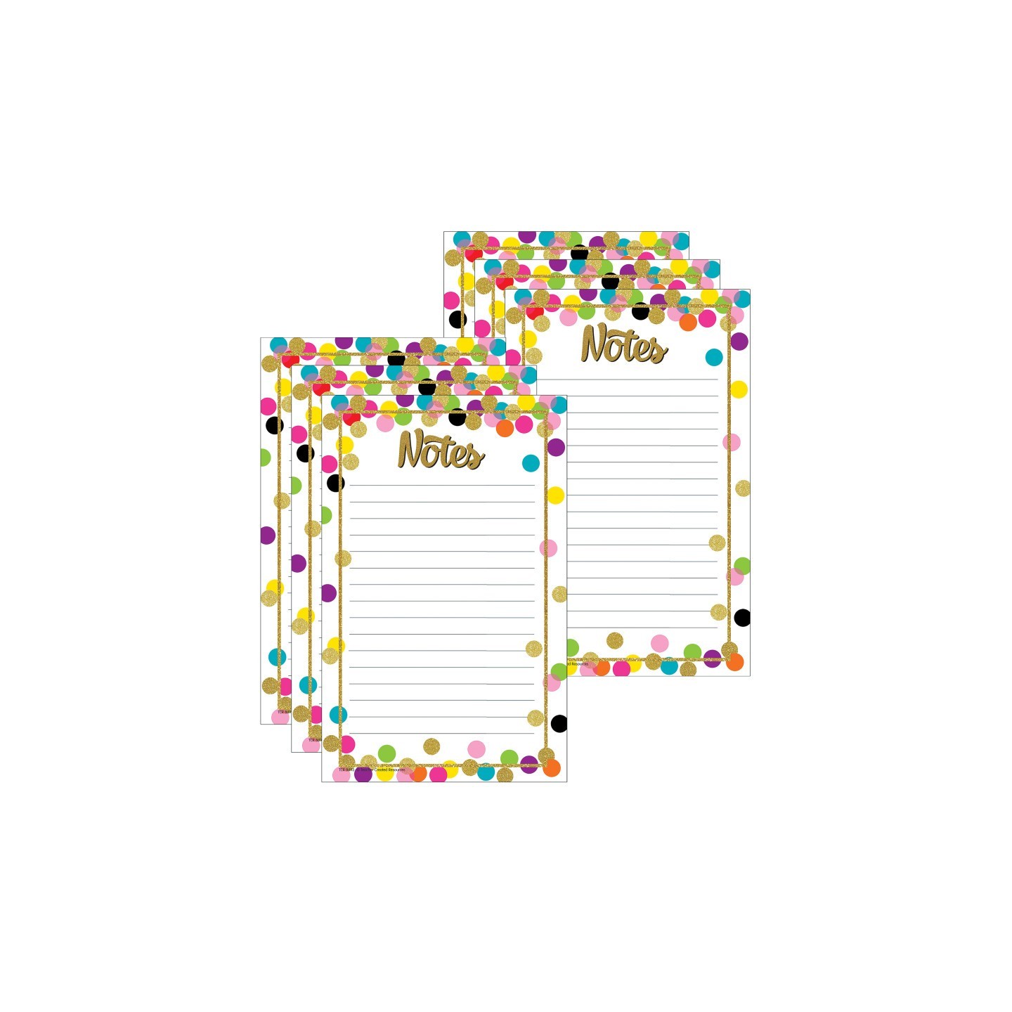 Teacher Created Resources® Confetti Notepad, 5" x 8", 50 Sheets Per Pad, Pack of 6