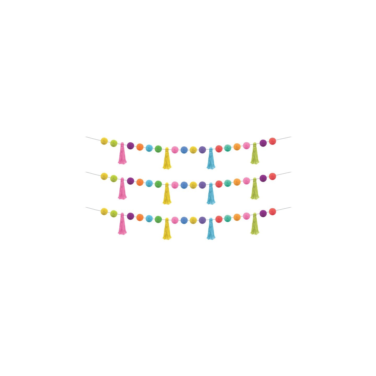 Teacher Created Resources® Colorful Pom-Poms and Tassels Garland, Pack of 3