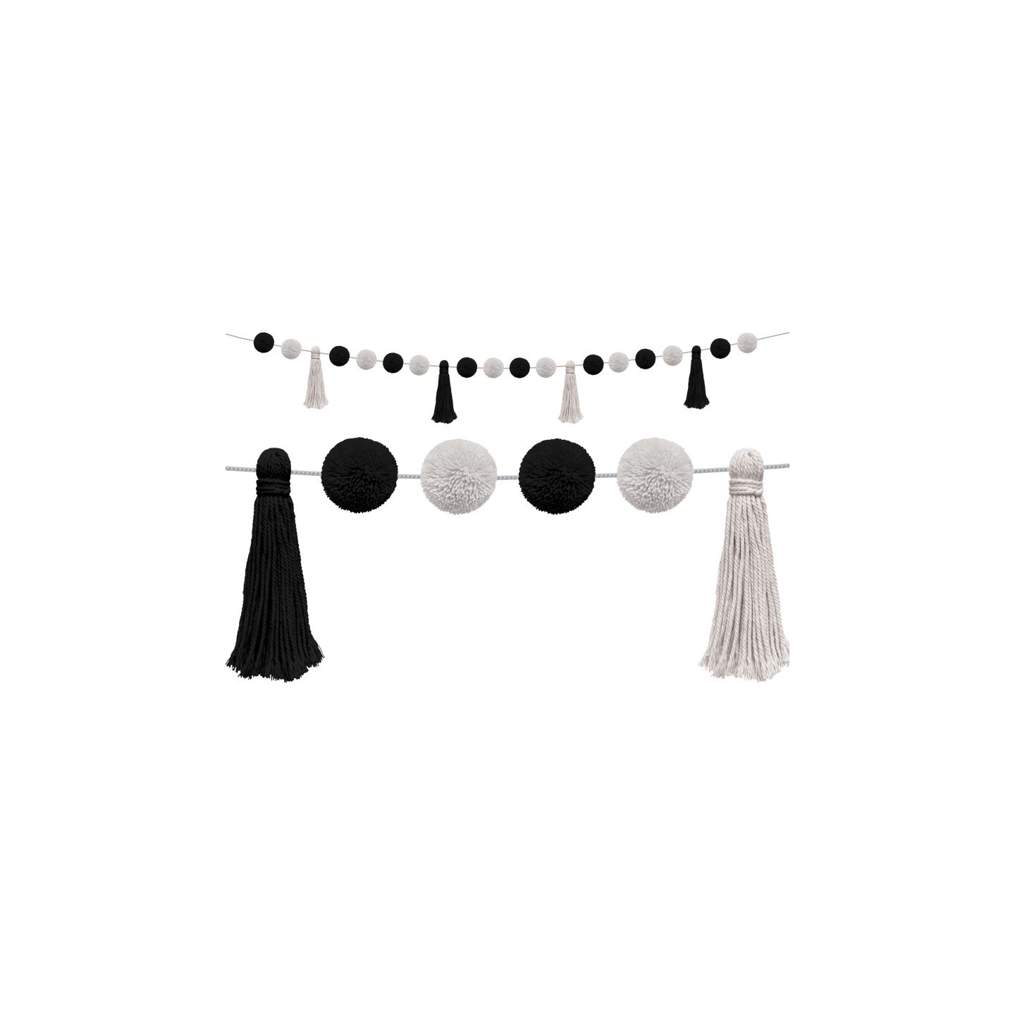 Teacher Created Resources® Black and White Pom-Poms and Tassels Garland