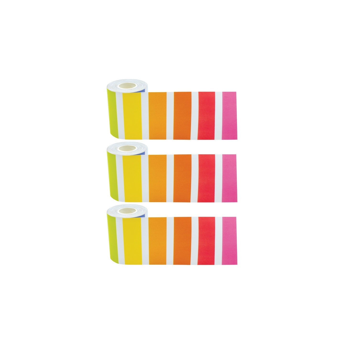 Teacher Created Resources® Colorful Stripes Straight Rolled Border Trim, 50 Feet Per Roll, Pack of 3