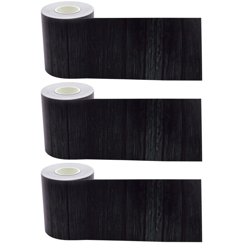 Teacher Created Resources® Black Wood Straight Rolled Border Trim, 50 Feet Per Roll, Pack of 3