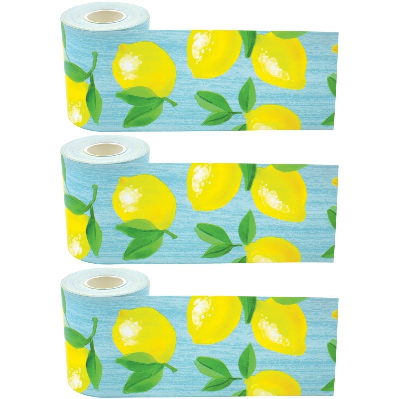 Teacher Created Resources® Lemon Zest Straight Rolled Border Trim, 50 Feet Per Roll, Pack of 3
