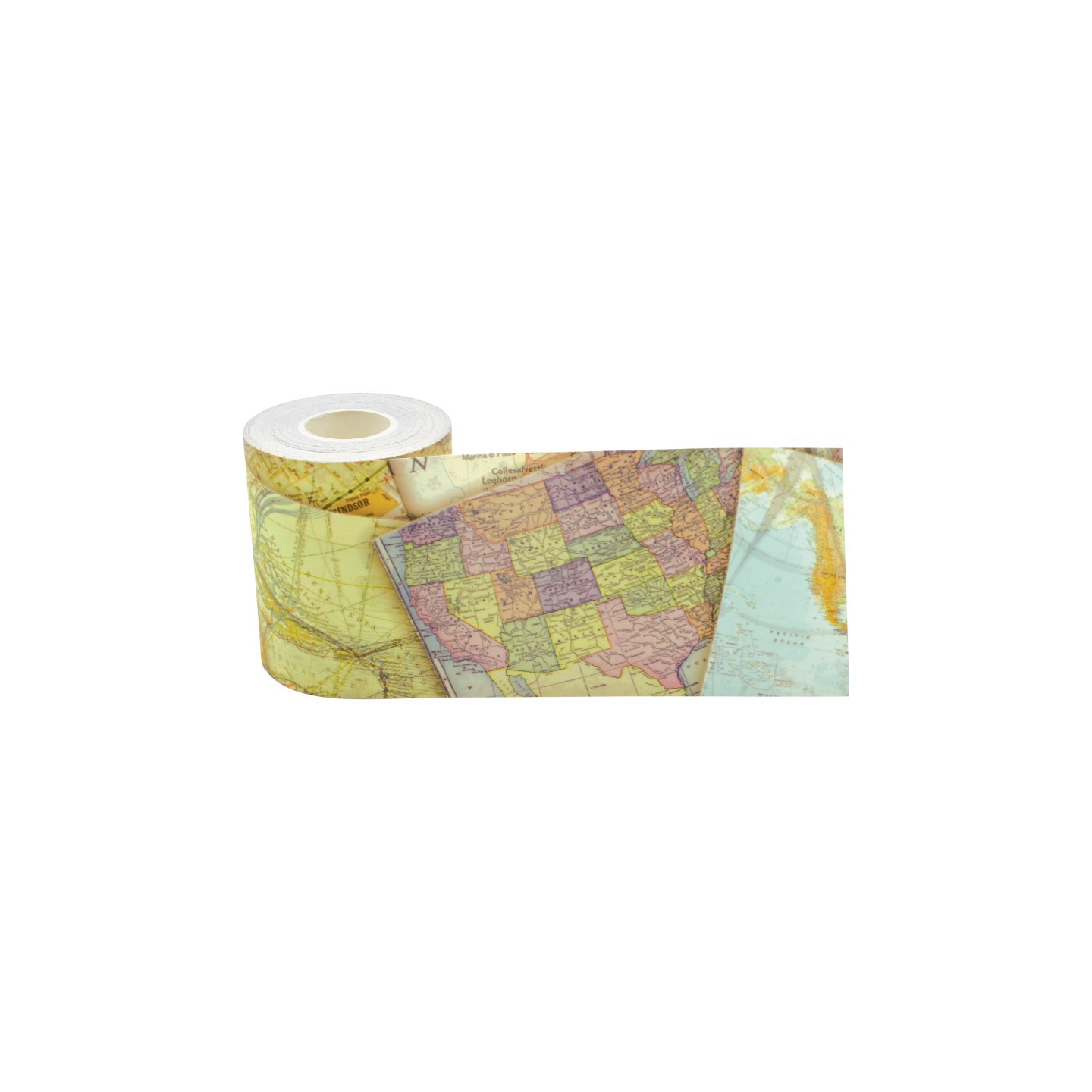 Teacher Created Resources® Travel the Map Straight Rolled Border Trim, 50 Feet