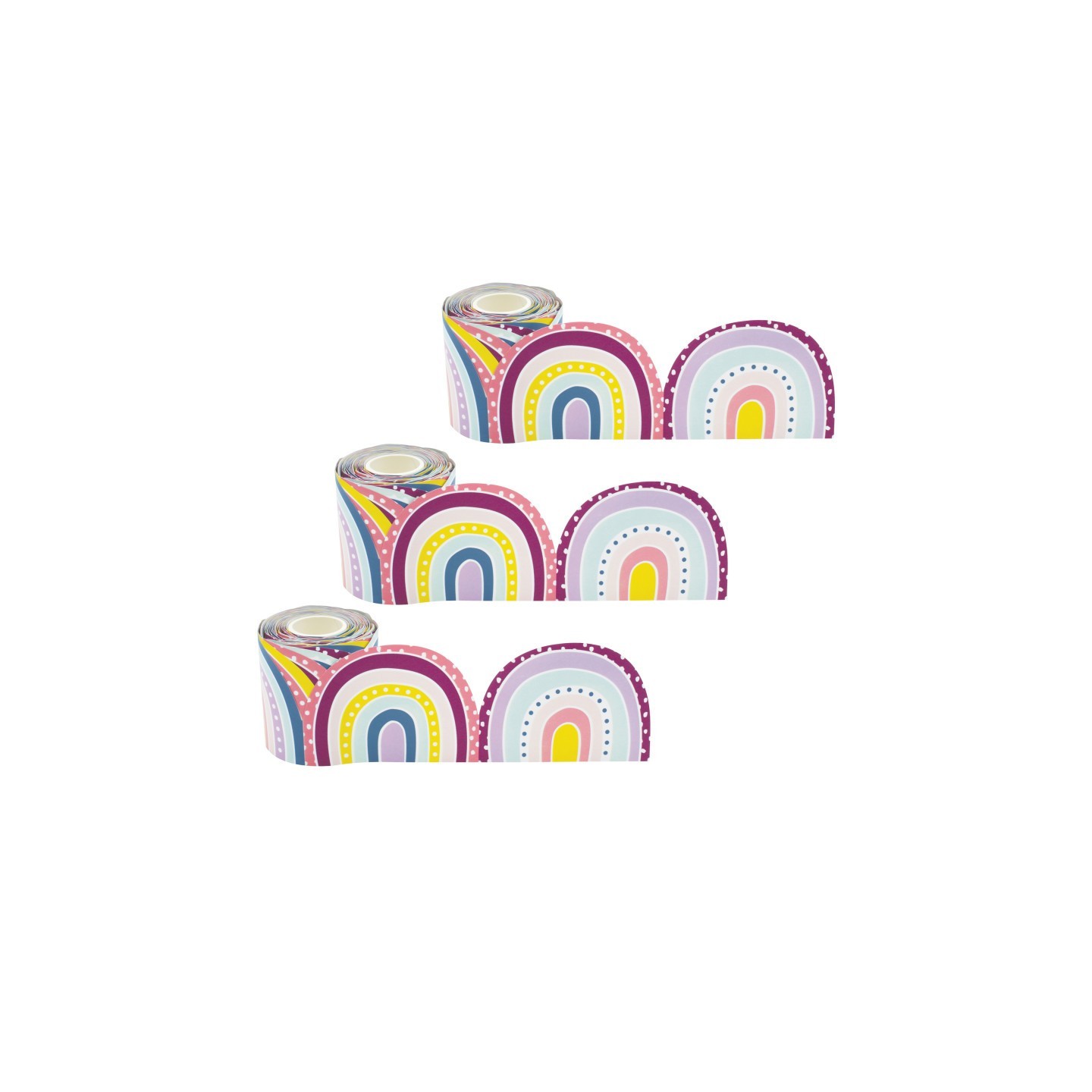 Teacher Created Resources® Oh Happy Day Rainbows Die-Cut Rolled Border Trim, 50 Feet Per Roll, 3 Rolls