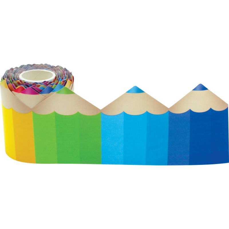 Teacher Created Resources® Colored Pencils Die-Cut Rolled Border Trim, 50 Feet