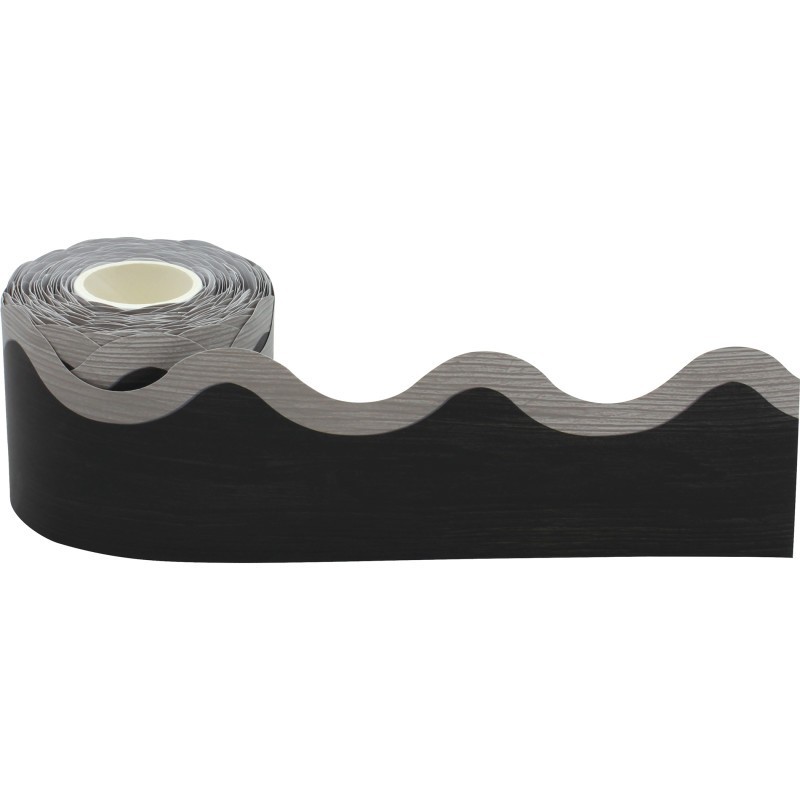 Teacher Created Resources® Modern Farmhouse Black with Gray Scalloped Rolled Border Trim, 50 Feet